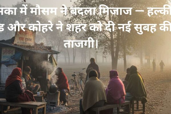 दुमका में मौसम ने बदला मिजाज — हल्की ठंड और कोहरे ने शहर को दी नई सुबह की ताजगी।